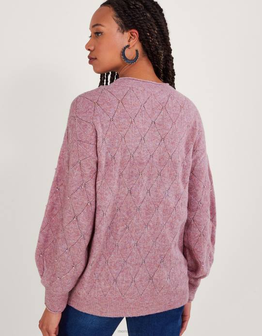 Monsoon نحيف سترة تفاصيل اللؤلؤ D68H61 ملابس لون القرنفل