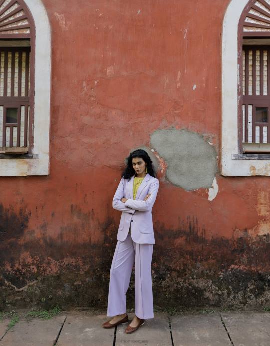 Monsoon نحيف بنطال لورين واسع الأرجل D68H627 ملابس الأرجواني (أرجواني)