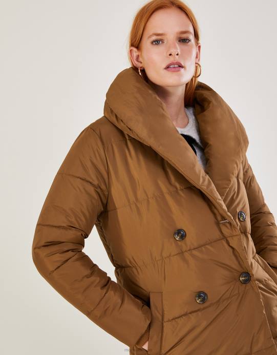 Monsoon نحيف معطف شانون مبطن بياقة شال D68H632 ملابس الجمل (الكراميل)