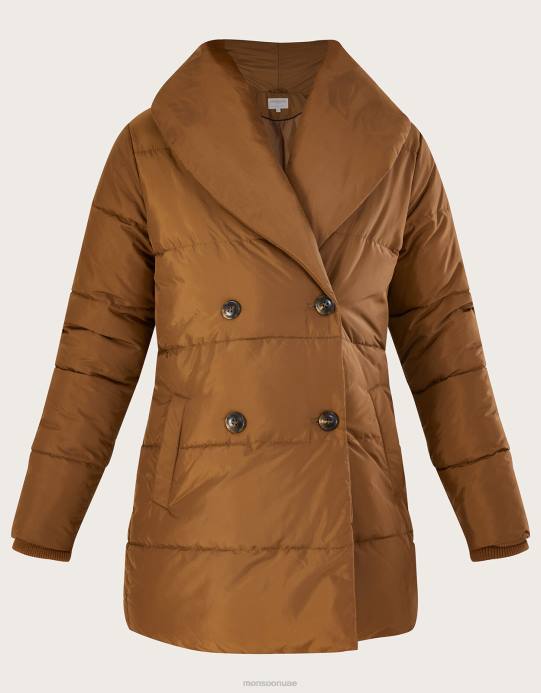 Monsoon نحيف معطف شانون مبطن بياقة شال D68H632 ملابس الجمل (الكراميل)