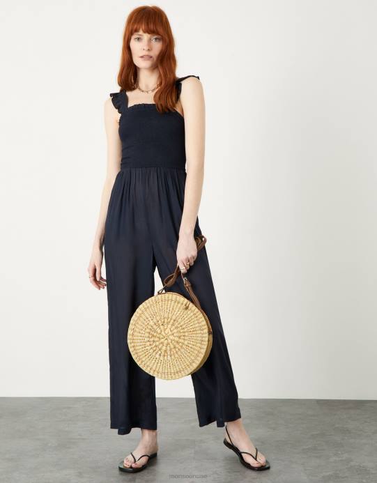 Monsoon نحيف بذلة حزام كشكش روبي في لينزينغ إيكوفيرو D68H639 ملابس الأزرق الداكن)