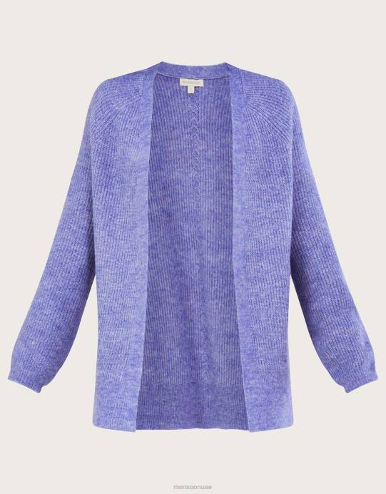 Monsoon نحيف سترة صوفية فائقة النعومة من الحافة إلى الحافة مع بوليستر معاد تدويره D68H641 ملابس أزرق