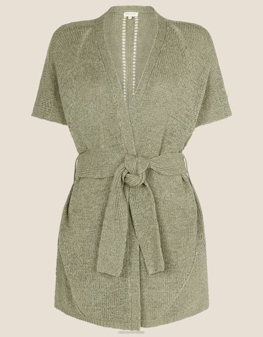 Monsoon نحيف سترة ميدي بحزام شريطي D68H642 ملابس الأخضر (الكاكي)