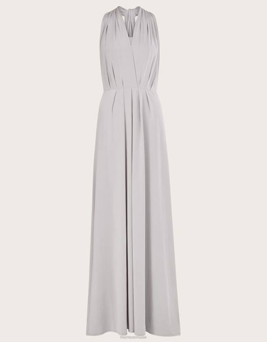 Monsoon نحيف فستان ثيا تويست مي تاي مي ماكسي D68H645 ملابس فضة