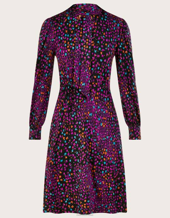 Monsoon نحيف فستان جيرسي بطبعة فويل على كامل التصميم D68H651 ملابس أسود