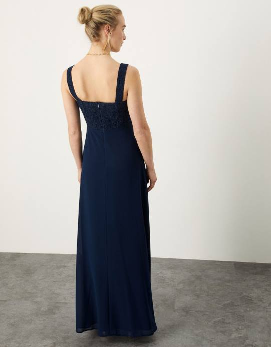 Monsoon نحيف فستان لوري ماكسي من الدانتيل D68H656 ملابس الأزرق الداكن)