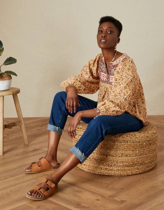 Monsoon نحيف صدرية بوهو ممتازة مزينة بالأعلى D68H657 ملابس طبيعي