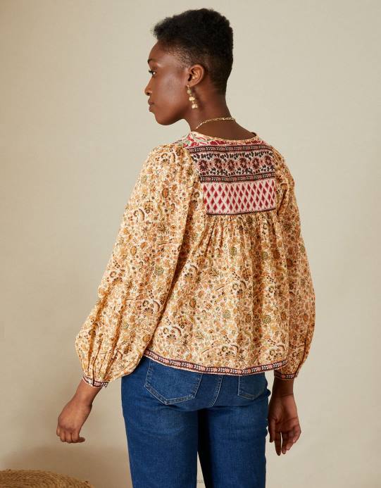 Monsoon نحيف صدرية بوهو ممتازة مزينة بالأعلى D68H657 ملابس طبيعي