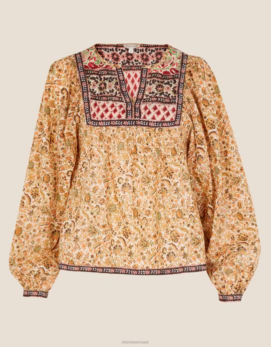 Monsoon نحيف صدرية بوهو ممتازة مزينة بالأعلى D68H657 ملابس طبيعي