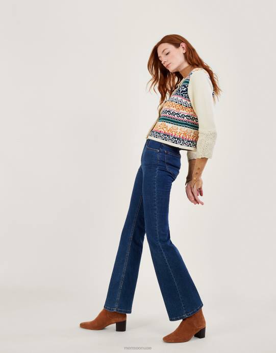 Monsoon نحيف سترة جاكار كروشيه مصنوعة يدويًا من القطن المستدام D68H669 ملابس عاج