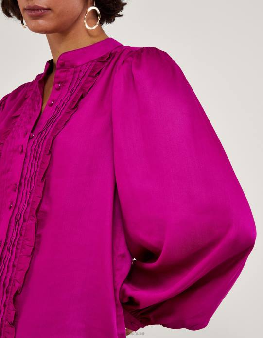 Monsoon نحيف بلوزة لانا بكشكشة D68H66 ملابس لون القرنفل