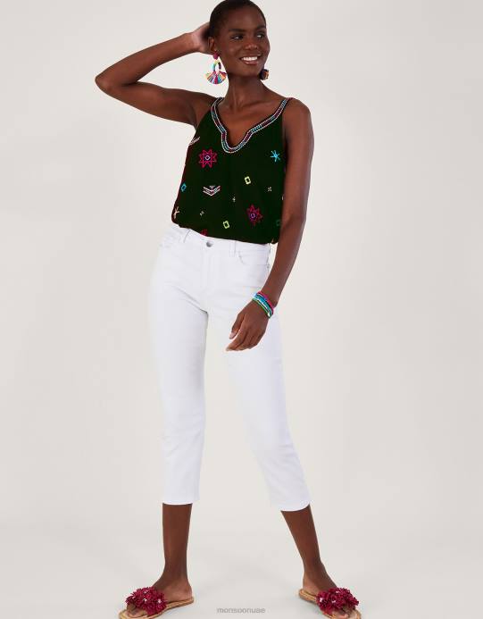 Monsoon نحيف بلوزة كامي مطرزة من لينزينج إيكوفيرو D68H670 ملابس أسود