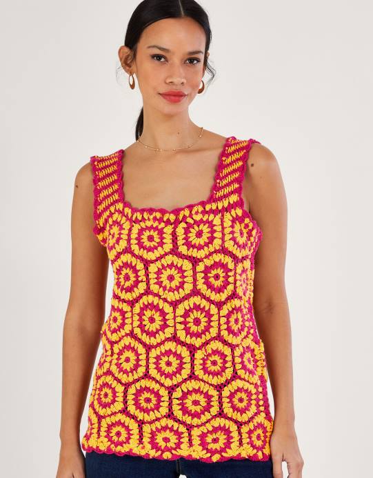 Monsoon نحيف أعلى خزان الكروشيه D68H675 ملابس لون القرنفل