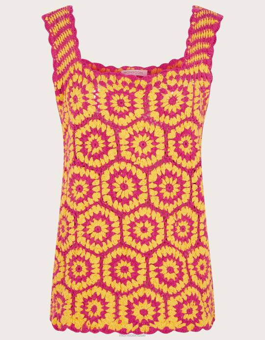 Monsoon نحيف أعلى خزان الكروشيه D68H675 ملابس لون القرنفل