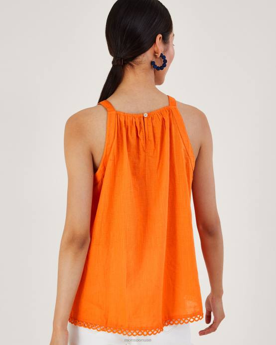 Monsoon نحيف الكروشيه العنق الرسن الأعلى D68H678 ملابس البرتقالي