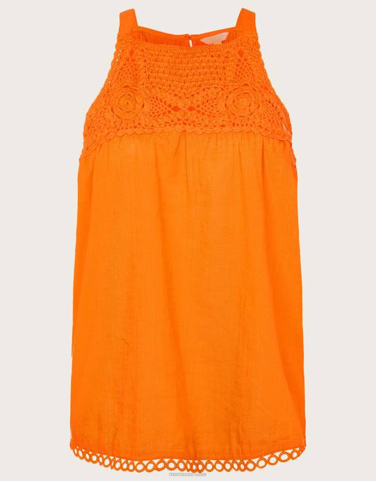 Monsoon نحيف الكروشيه العنق الرسن الأعلى D68H678 ملابس البرتقالي