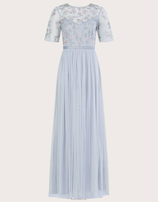 Monsoon نحيف فستان هاري طويل مزين من البوليستر المعاد تدويره D68H679 ملابس فضة