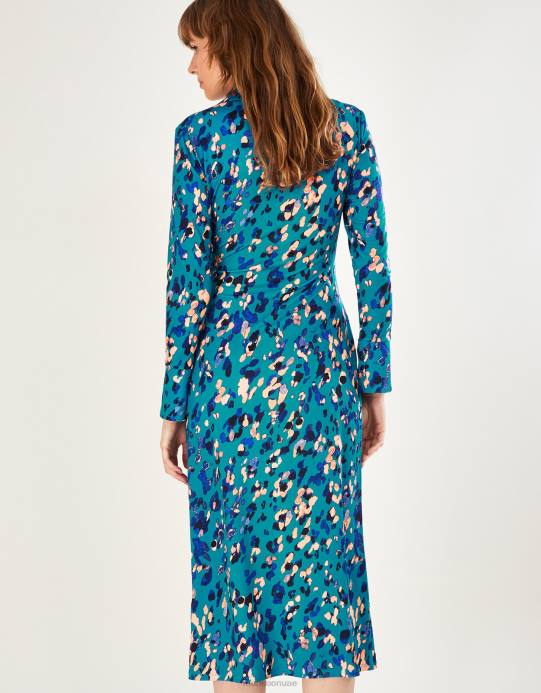 Monsoon نحيف فستان جيرسيه بطبعة حيوان D68H684 ملابس أزرق