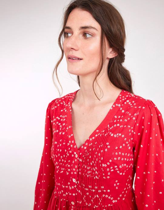 Monsoon نحيف بلوزة مطبوعة من إيست نوفا باندهاني D68H687 ملابس أحمر