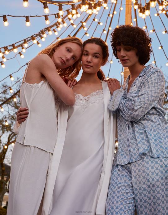 Monsoon نحيف فستان نوم فاخر من الدانتيل والساتان D68H689 ملابس عاج