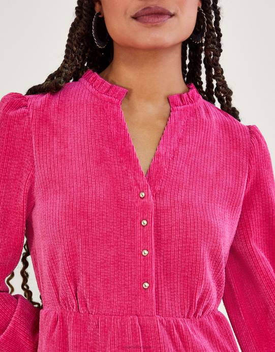 Monsoon نحيف فستان بأزرار D68H68 ملابس لون القرنفل