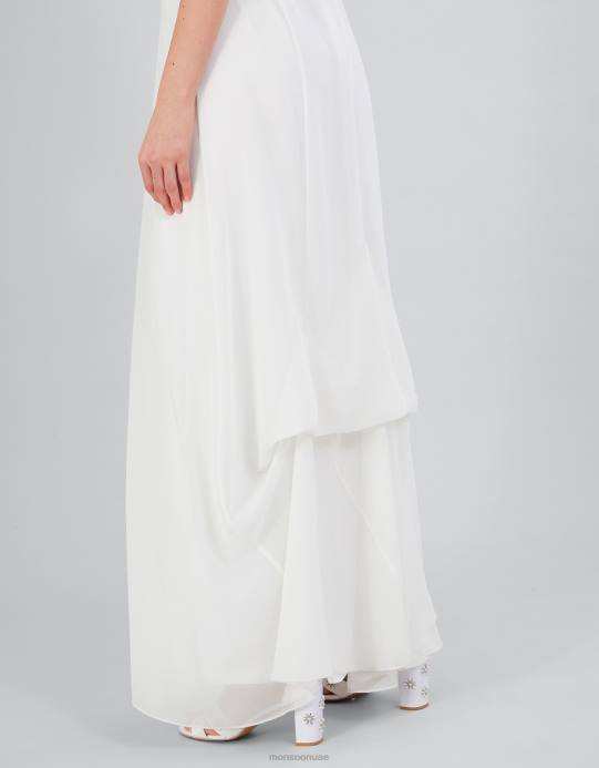 Monsoon نحيف فستان الزفاف المطرز ليز D68H704 ملابس عاج