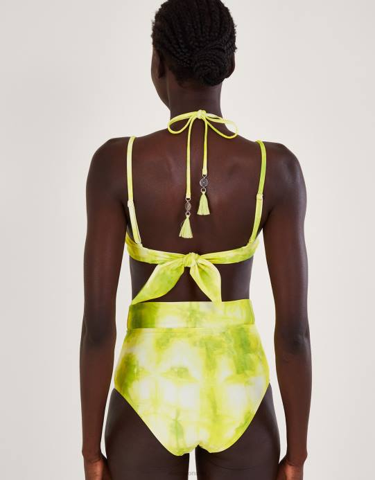 Monsoon نحيف قطعة بيكيني علوية بطبعة مصبوغة وربطة عنق D68H707 ملابس أصفر