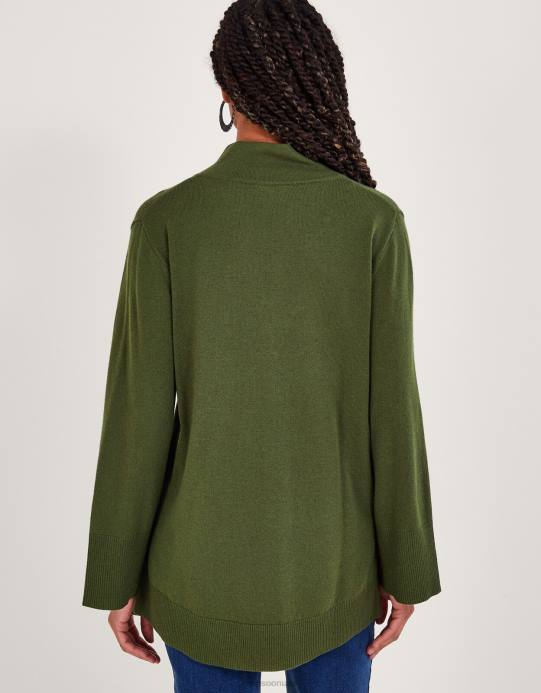 Monsoon نحيف سترة من الصوف ذوي الياقات البيضاء D68H70 ملابس أخضر