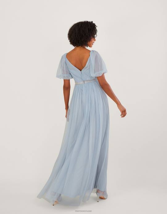 Monsoon نحيف فستان ميغان ماكسي مصنوع من البوليستر المعاد تدويره D68H715 ملابس سحاب