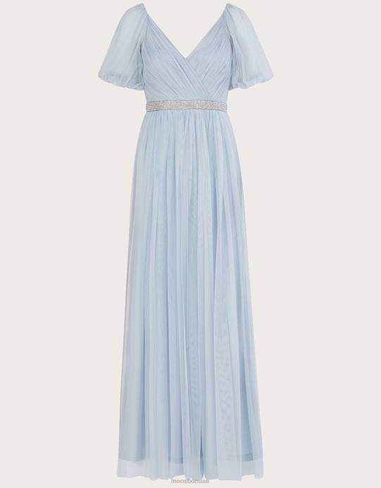 Monsoon نحيف فستان ميغان ماكسي مصنوع من البوليستر المعاد تدويره D68H715 ملابس سحاب