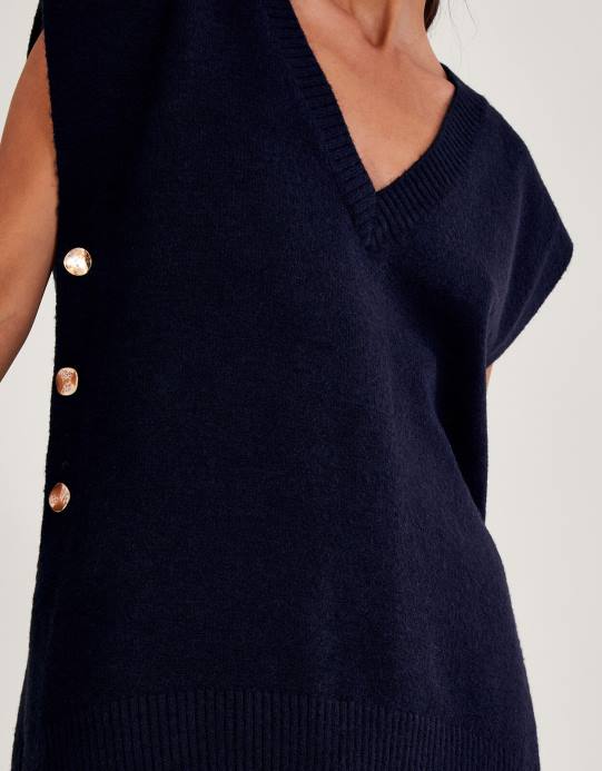 Monsoon نحيف زر بيلي على الجانب D68H71 ملابس الأزرق الداكن)