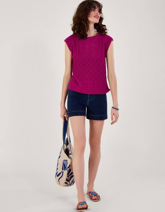 Monsoon نحيف سترة محبوكة متعددة الغرز D68H720 ملابس لون القرنفل