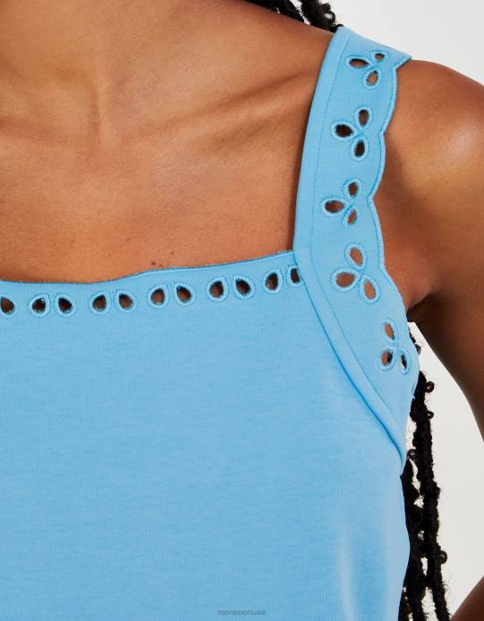 Monsoon نحيف قميص كامي بدون أكمام من الجيرسيه D68H724 ملابس أزرق