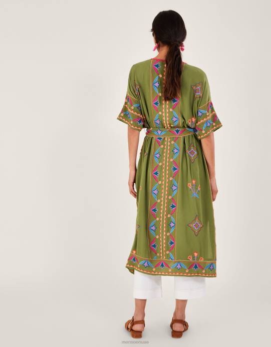 Monsoon نحيف كيمونو مطرز في لينزينج إيكوفيرو D68H731 ملابس أخضر