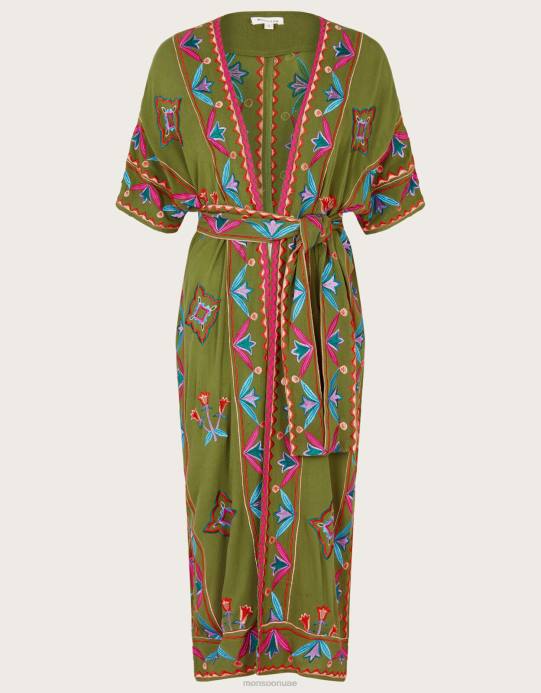 Monsoon نحيف كيمونو مطرز في لينزينج إيكوفيرو D68H731 ملابس أخضر