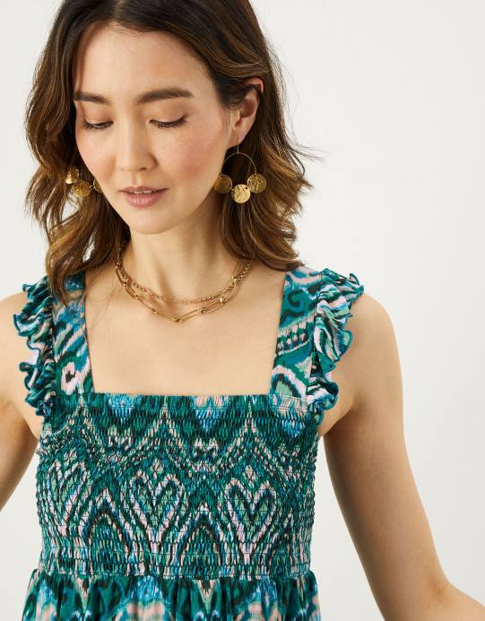 Monsoon نحيف جزء علوي من الجيرسيه بطباعة الأزتيك D68H736 ملابس بط نهري صغير