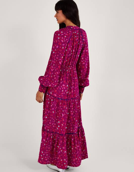 Monsoon نحيف فستان سارة بطبعات الحيوانات D68H73 ملابس لون القرنفل