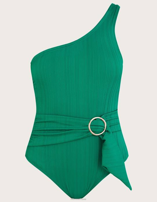 Monsoon نحيف ثوب سباحة منسوج بكتف واحد ومزين بإبزيم D68H747 ملابس أخضر