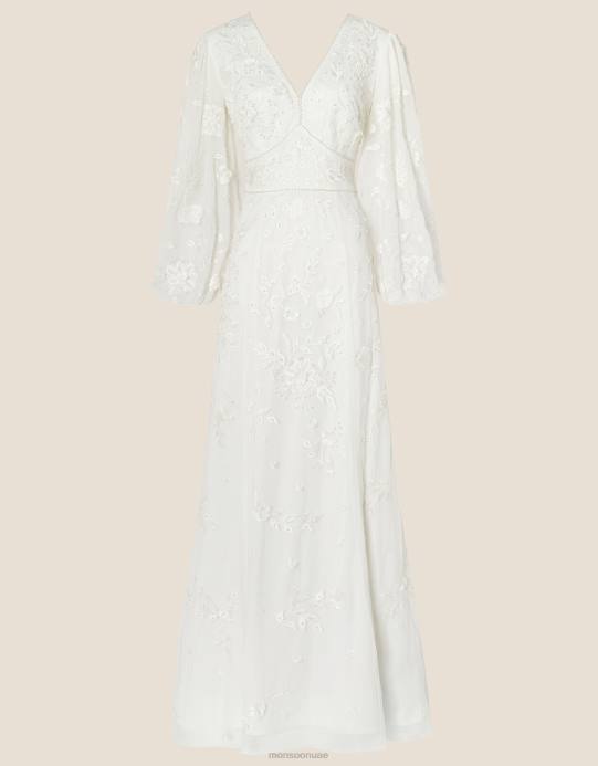 Monsoon نحيف فستان زفاف طويل الأكمام من جينيفر D68H748 ملابس عاج