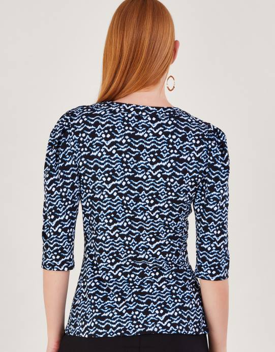 Monsoon نحيف بلوزة بطبعة جيو D68H74 ملابس أسود