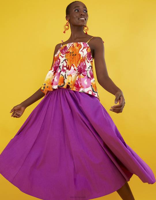 Monsoon نحيف بلوزة كامي بطبعة شانتال D68H758 ملابس البرتقالي