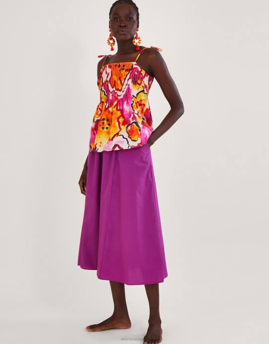 Monsoon نحيف بلوزة كامي بطبعة شانتال D68H758 ملابس البرتقالي