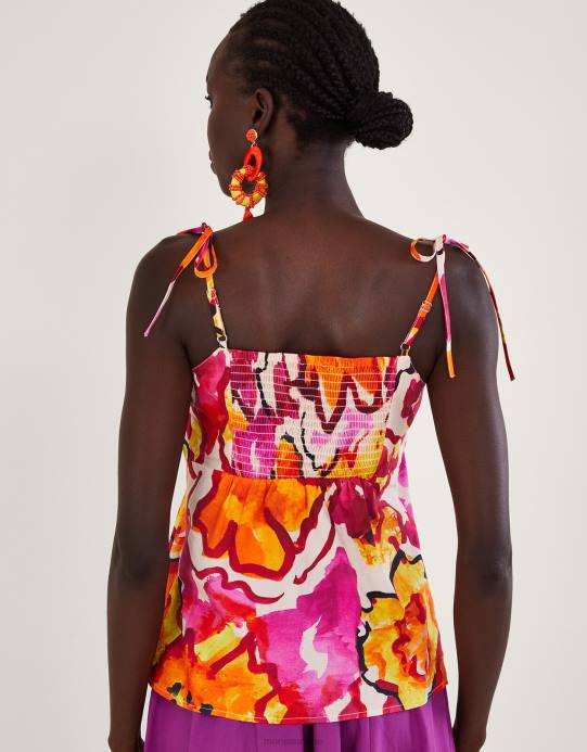 Monsoon نحيف بلوزة كامي بطبعة شانتال D68H758 ملابس البرتقالي