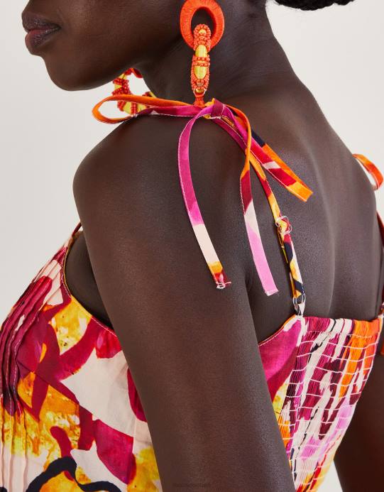 Monsoon نحيف بلوزة كامي بطبعة شانتال D68H758 ملابس البرتقالي