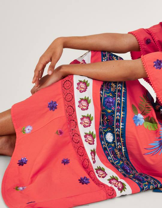 Monsoon نحيف فستان طويل مزين بأكمام من لوسي D68H761 ملابس برتقالي (مرجاني)