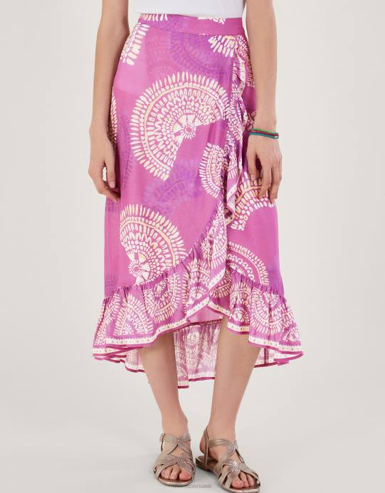 Monsoon نحيف تنورة ملفوفة وهمية في لينزينغ إيكوفيرو D68H76 ملابس الأرجواني (أرجواني)