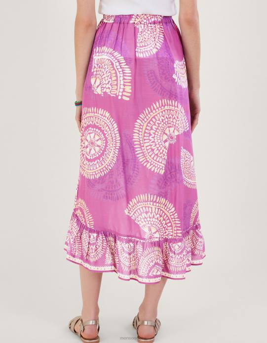 Monsoon نحيف تنورة ملفوفة وهمية في لينزينغ إيكوفيرو D68H76 ملابس الأرجواني (أرجواني)