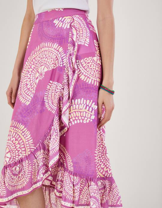 Monsoon نحيف تنورة ملفوفة وهمية في لينزينغ إيكوفيرو D68H76 ملابس الأرجواني (أرجواني)