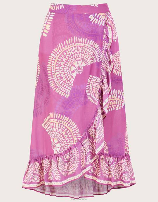 Monsoon نحيف تنورة ملفوفة وهمية في لينزينغ إيكوفيرو D68H76 ملابس الأرجواني (أرجواني)