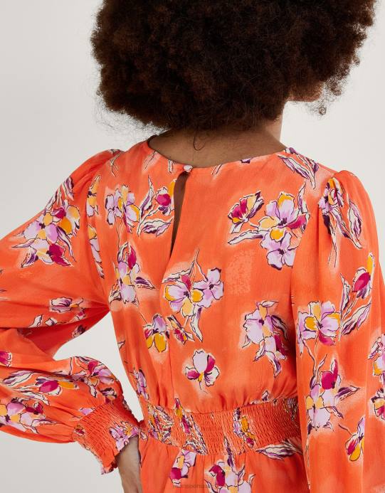 Monsoon نحيف فستان شاي تاليثا من الفيسكوز المستدام D68H774 ملابس البرتقالي